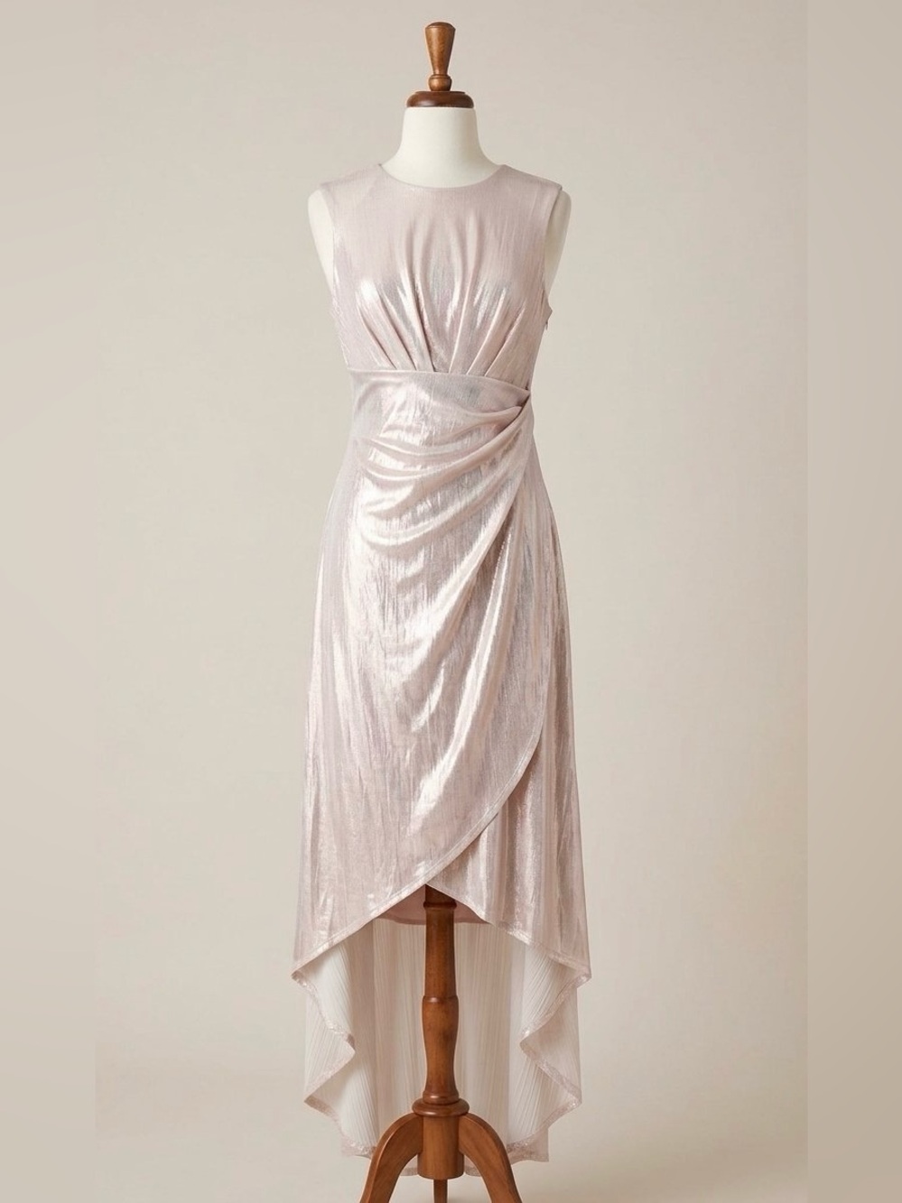 Laundry Shelli Segal Liquid Metallic Iridescent Faux Wrap Dress Pink size 0